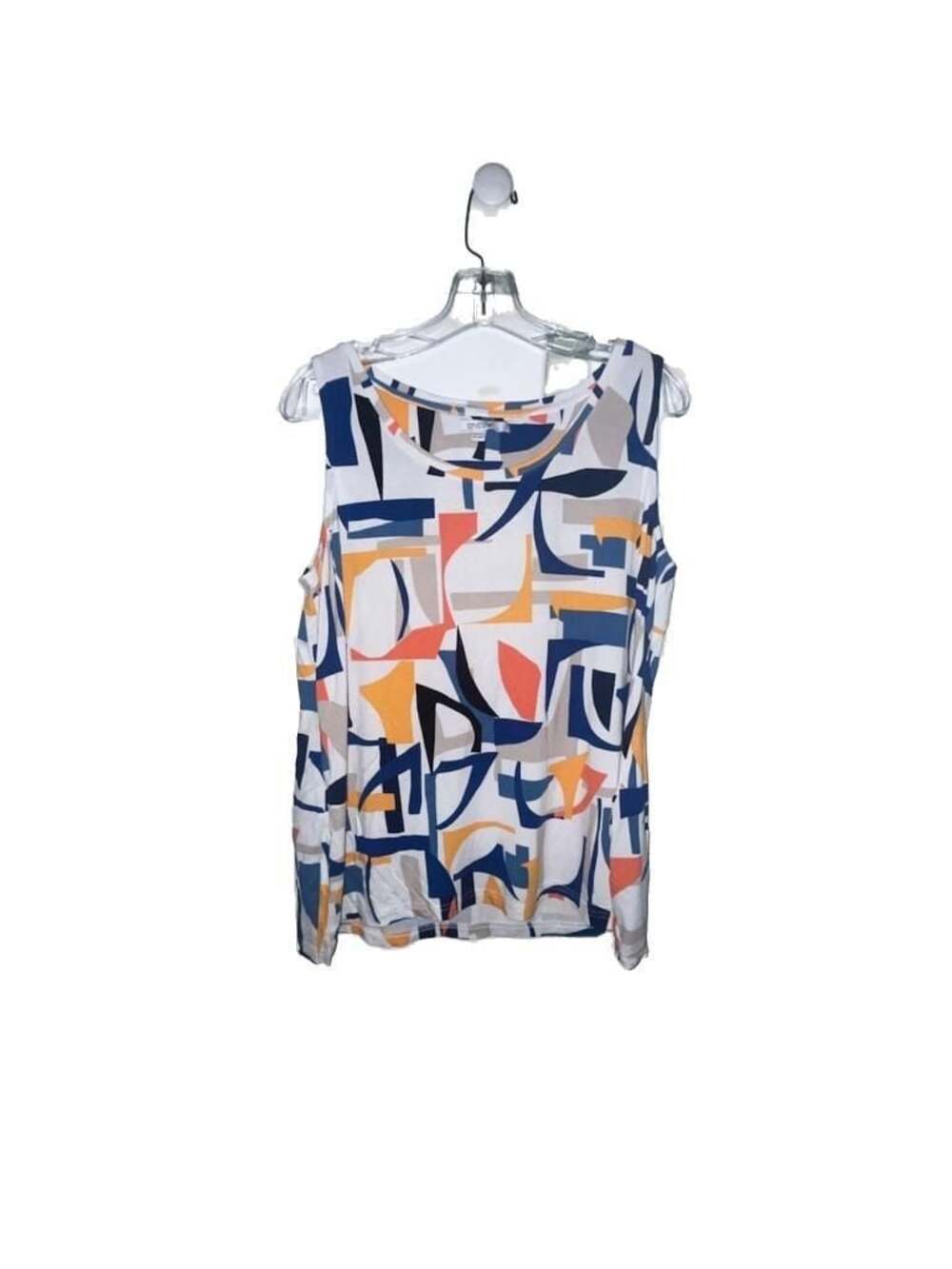 Chico's Women's Sleeveless Tank Top w Multicolor Abstract Geometric Print